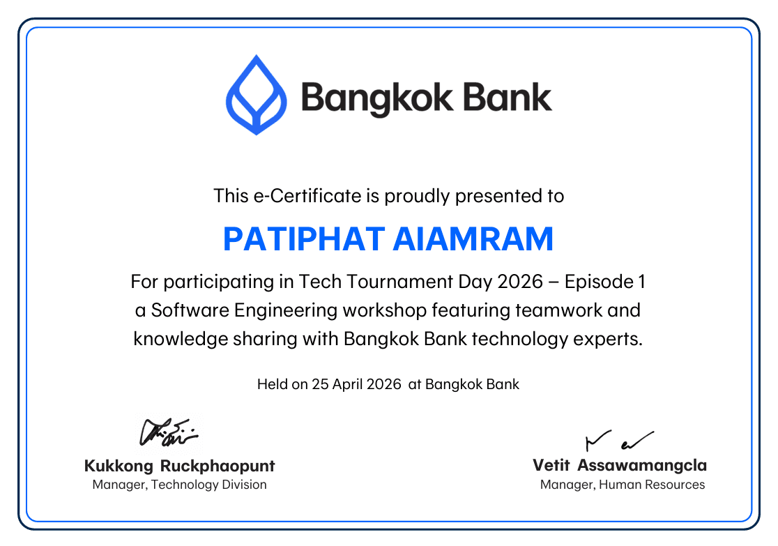 Tech Tournament Day 2026 certificate