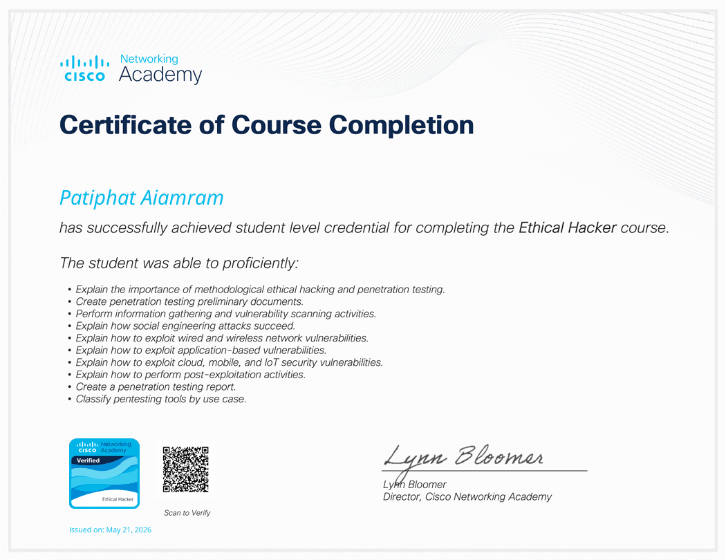 Ethical Hacker certificate